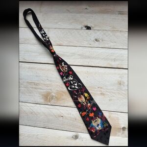 Warner Bros. Black Tie with Cartoon Characters Looney Tunes 100% Silk Valentine